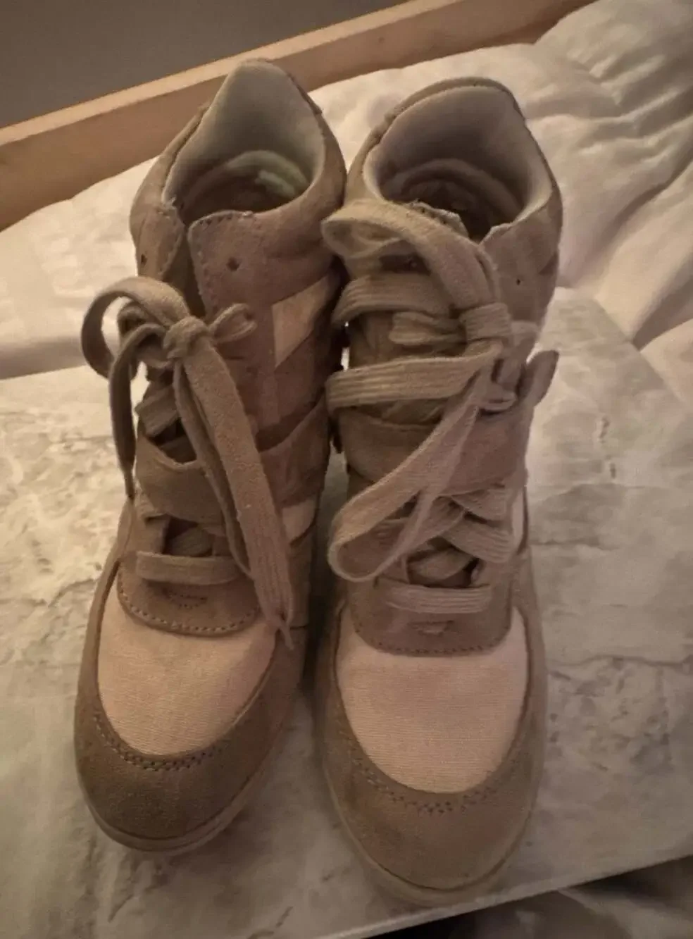 Unbranded Wedge Sneakers Size 7 Beige Suede High Top